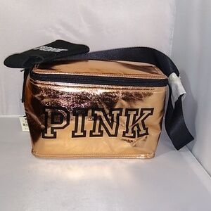 Pink Brand Rose Gold Cooler with Koozie